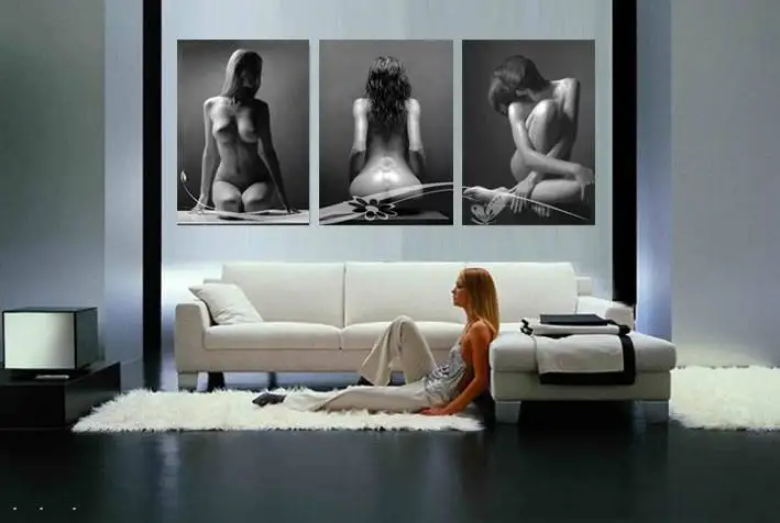 

Free Shipping 3 Panel Home Decoration Abstract Art Wall Pictures Nude Painting Canvas Print Prints For Home Decor Framed T/91704