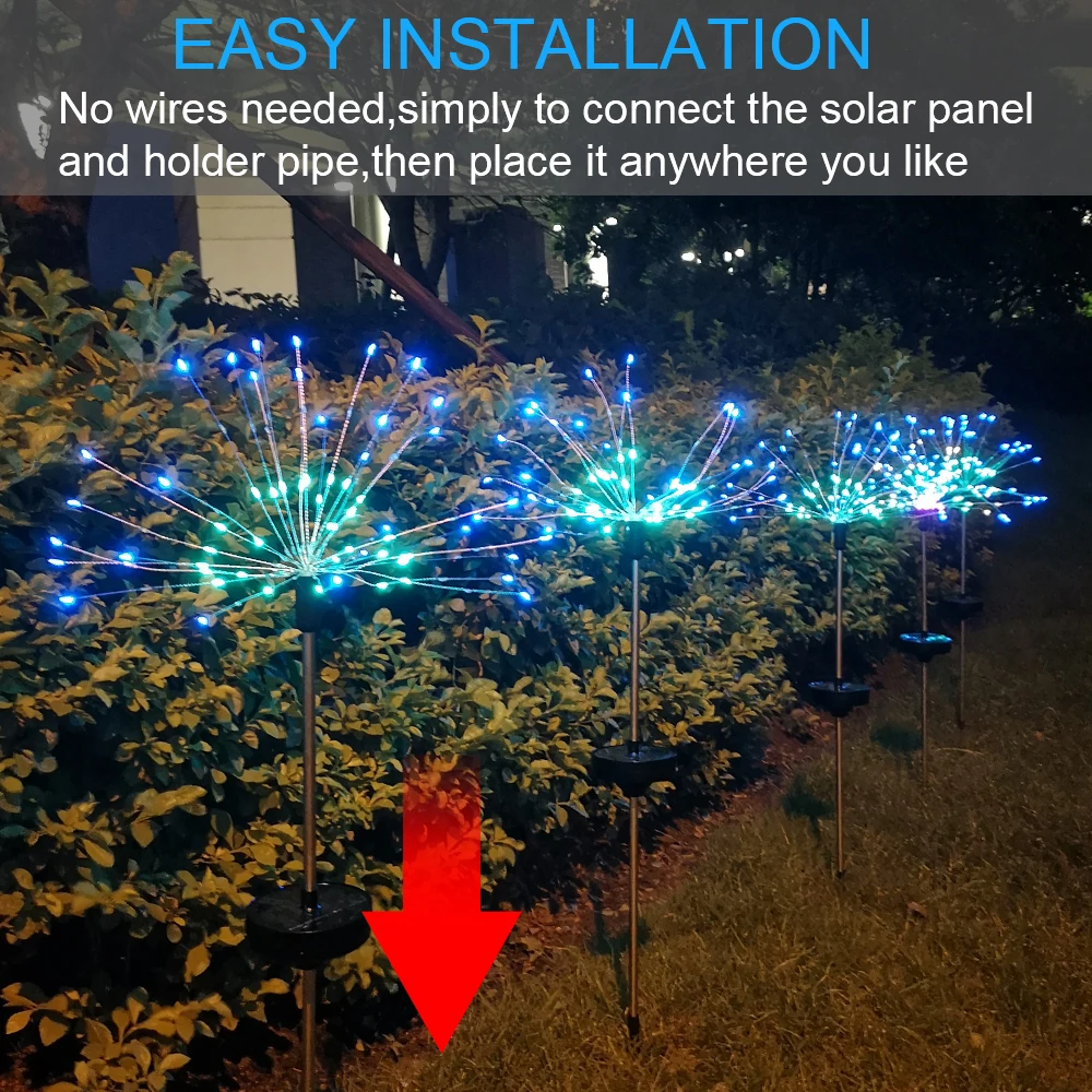 Luz de Fogo de Artifício Luz da Corda de Fadas Pacotes Multicolorido Solar Powered Starburst Jardim Planta Gramado Lâmpada Caminho 4 Led 11 Cheap Lâmpadas solares
