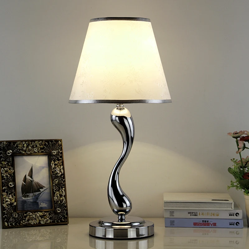 modern stainless steel iron white table lamps wire drawing bedroom lamp