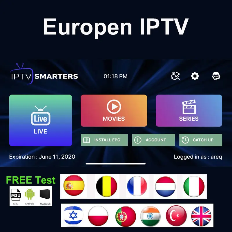 

iptv subscription 1100+Live 5000VOD 1/3/6/12 month Europen 4K android tv French Spain Portugal Italia IPTV M3U For h96 max