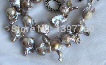 

Miss charm Jew.153 stunning big 28mm baroque purple keshi reborn freshwater pearl necklace AAA