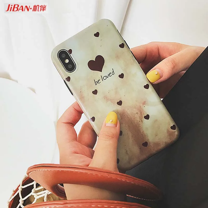 JIBAN Retro wine red love Heart Phone Case for apple iphone X 7 7plus 6 6s 6plus 8 8plus Cover Soft TPU Cases Capa |