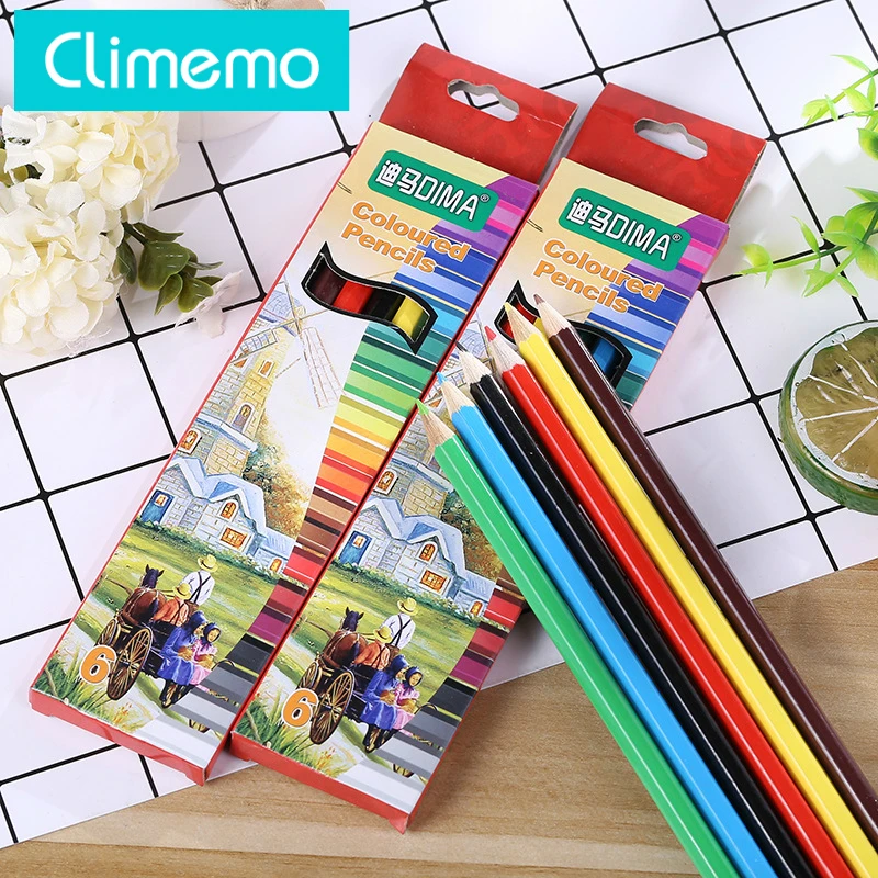 

Climemo 6-colour student colour pencil easy to scrape children's painting pencil wholesale kids pencil