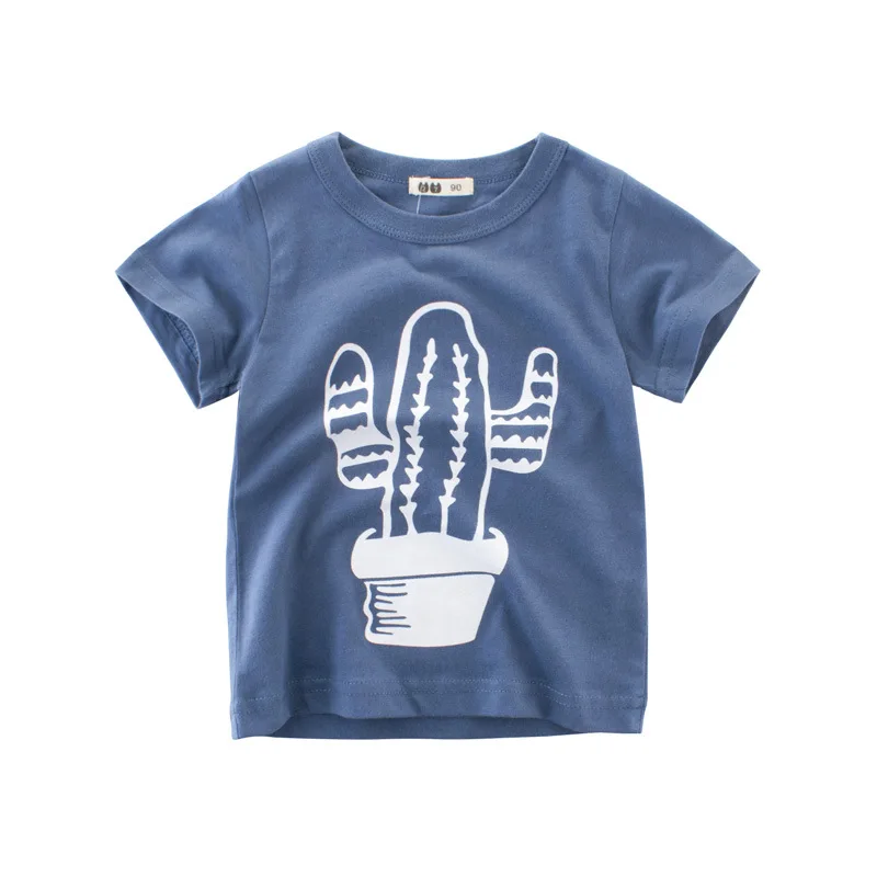Летняя Детская футболка с короткими рукавами Топы, одежда из хлопка футболки с рисунками для маленьких мальчиков и девочек детская повседневная футболка для мальчиков - Цвет: Blue-9092