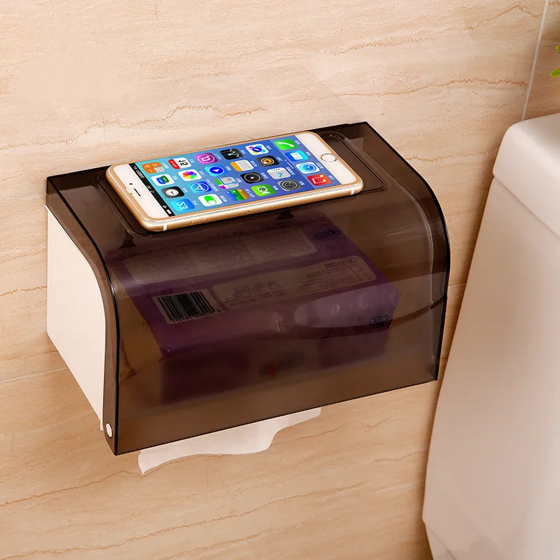 

New Wall-mounted Bathroom / Toilet Tissue Stand Mobile Phone ABS Plastic Waterproof Tissue Tissue Box for Bathroom Accessories