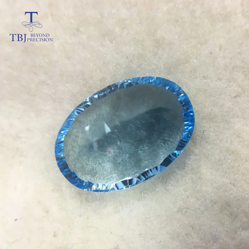 Tbj ,good color natural sky topaz ov13*18 concave cut ard 14.5ct for silver or gold jewelry mounting natural loose gemstones