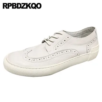 

brogue black runway cowhide 2018 new men flats genuine leather lace up white british style wingtip oxfords real spring shoes