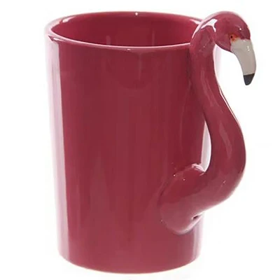 Креативная чашка домашний офис Милый Попугай Дятел мультфильм животное стерео керамическая кружка Ручная роспись 3D Кофе Молоко чай чашка - Цвет: Flamingo red