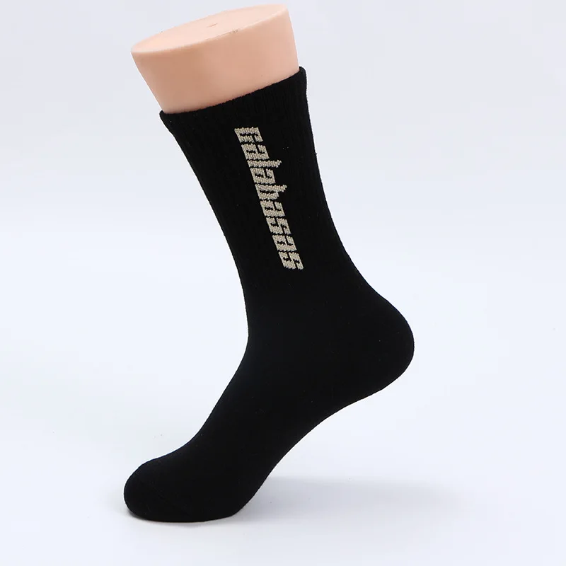 Новые уличные Брендовые мужские и женские уличные чулки в стиле Харадзюку, носки без пятки с буквами, уличные носки в стиле хип-хоп, повседневные носки - Цвет: Черный