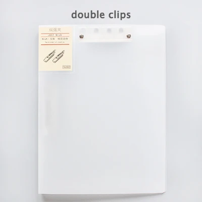 JIANWU A4 простые креативные прозрачные папки один/двойной крепкий зажим для файлов школьные принадлежности - Цвет: T double clips