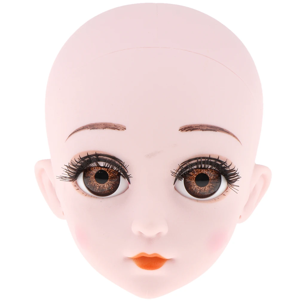 Plastic Female Doll Head Sculpt with Eyes for 1/3 BJD OB Doll Custom Accs Practise Make Up Dolls Head Body Part for Girl Doll