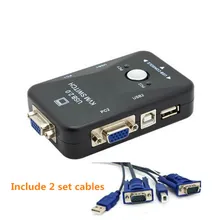 2 Port USB KVM Switch VGA Switch box KVM USB Mouse Keyboard Monitor Switch vga splitter with cable free shipping