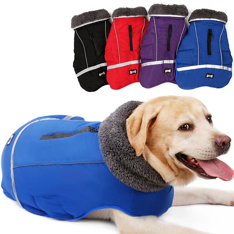 

Warm Thick Fur Big Dog Clothes for Large Dogs Winter Waterproof Pet Dog Coat Jacket Reflective Golden Retriever Pitbull Clothing
