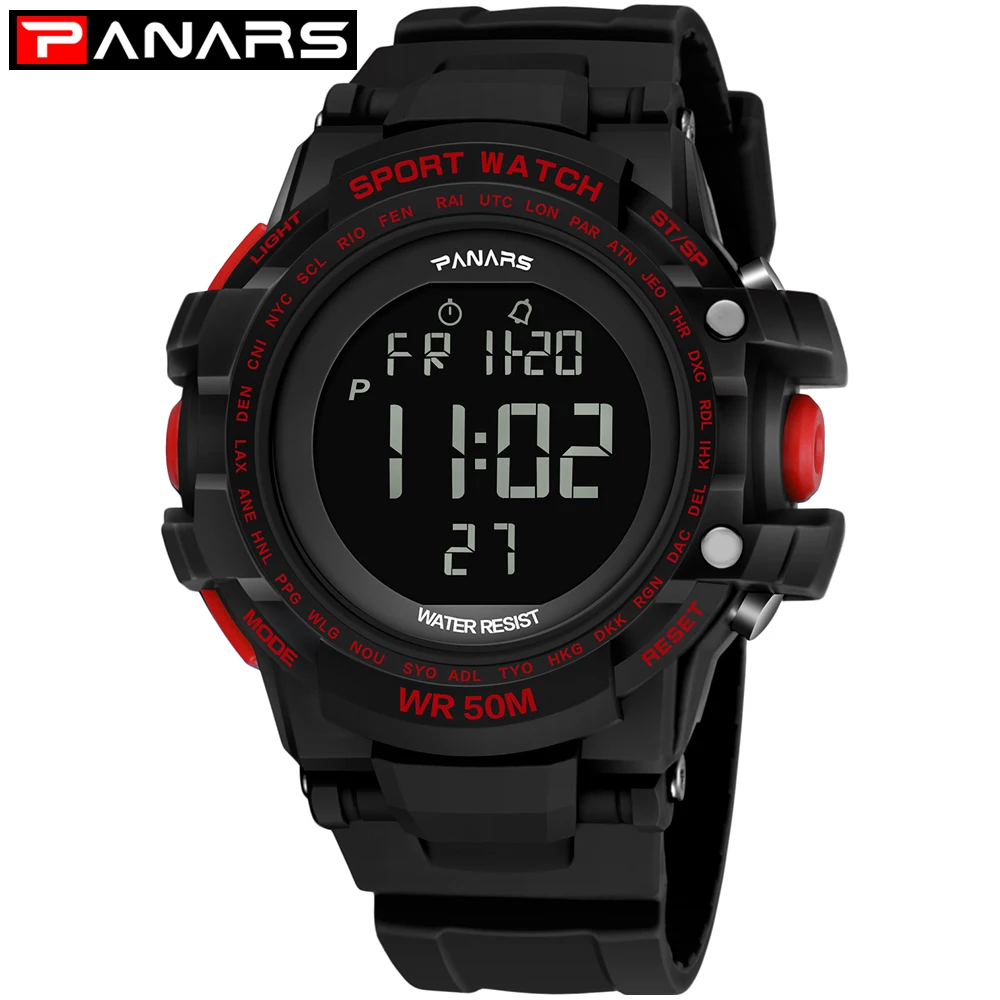 

Panars Watch Men Sport Digital Watches Chronograph Waterproof Watch Stainless Business Wristwatches Male Clock Relogio Masculino