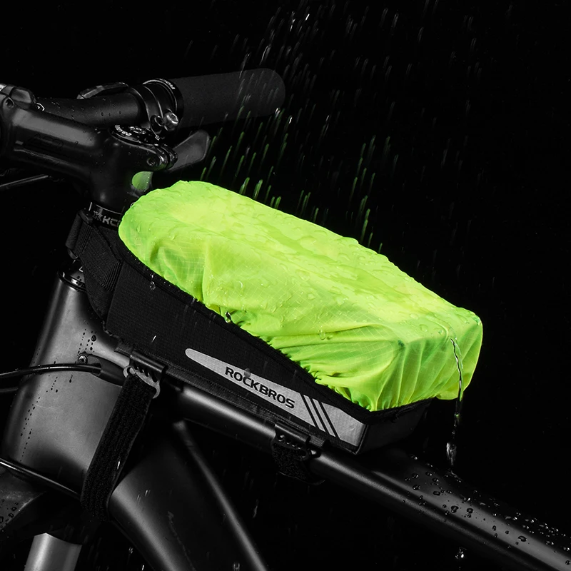 ROCKBROS Cycling Bike Bag Touch Screen Phone TPU Bicycle Bag Rainproof MTB Road Tube Front Frame Bag With Rain Cover