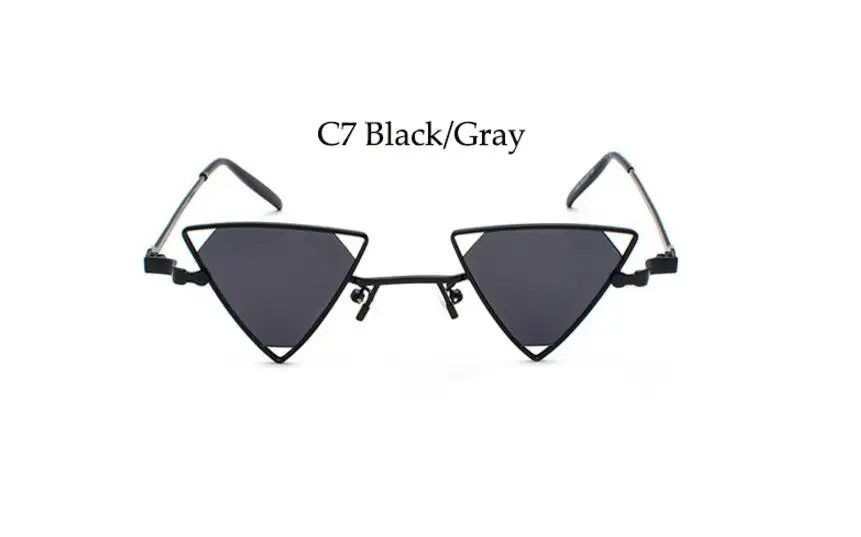 Стимпанк треугольные солнечные очки для женщин металлическая оправа винтажные Ретро Красные желтые очки мужские роскошные брендовые солнечные очки - Цвет линз: C7 black gray