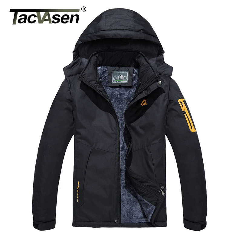 tacvasen men's waterproof softshell fleece jacket with foldaway hood
