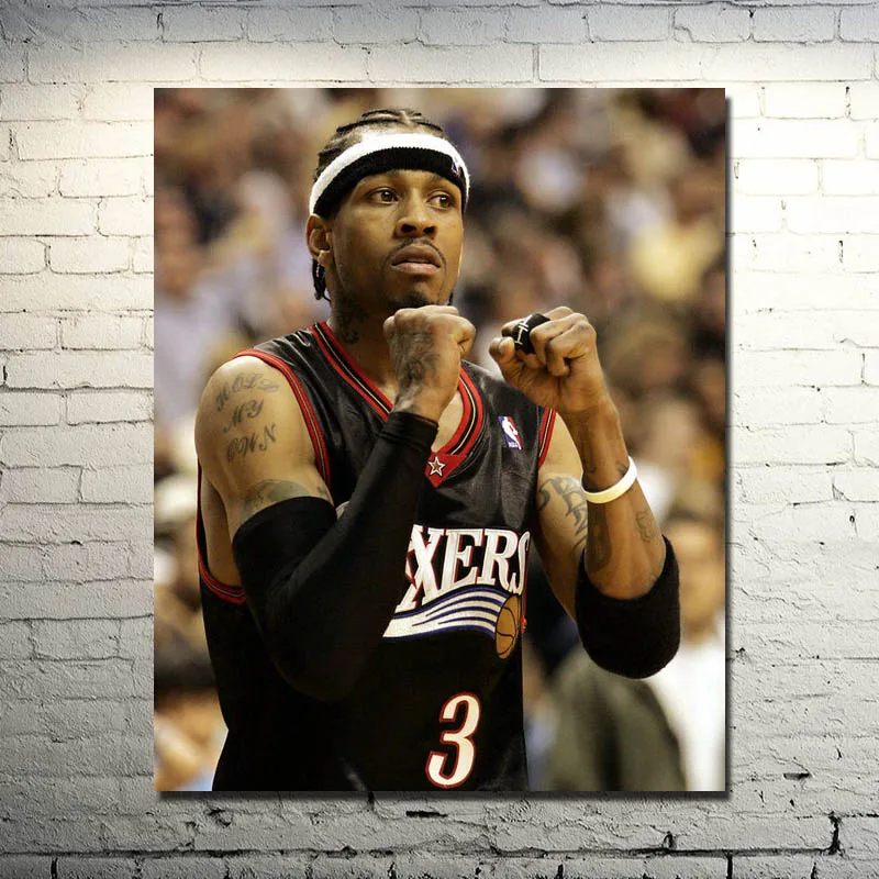 Allen Iverson Basketball Star Silk Cloth Poster 13x16 inch Basketball Pictures for Home Wall Decor 002