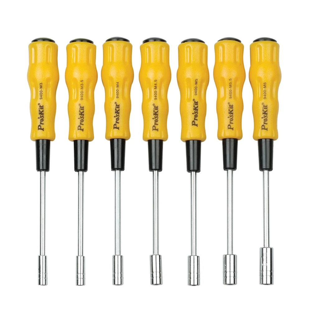 

Pro'sKit 19400-M3/M3.5/M4/M4.5/M5/M5.5/M6 Hex Multi-Purpose Soft Handle Screwdriver Opening Repair Tools Non-Magnetic Long Hex