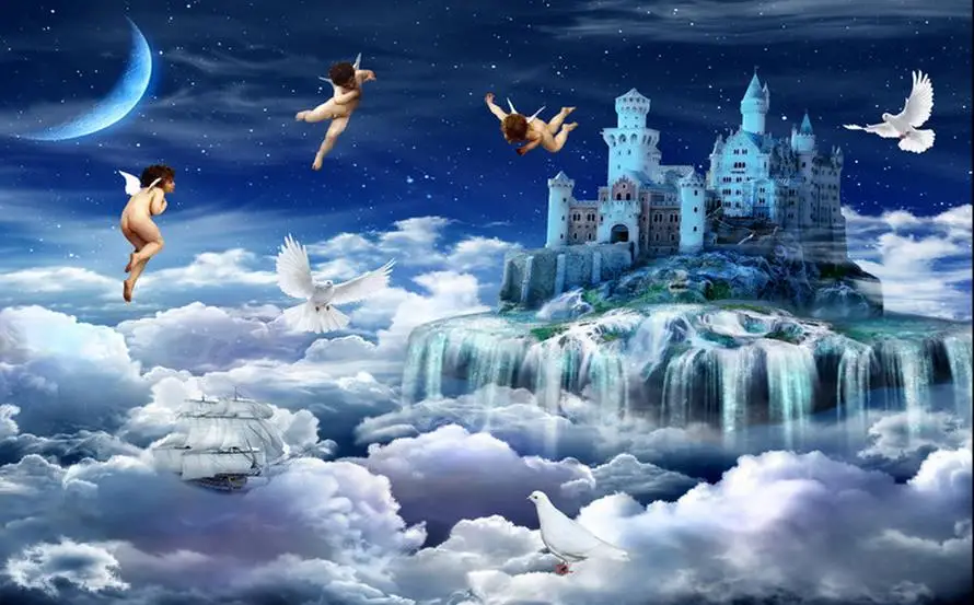 Menyesuaikan 3D Mural Malaikat Surga Wallpaper Gulungan Menyesuaikan 3D Mural Malaikat Surga Wallpaper Gulungan