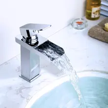 

Bathroom Sink Faucet, Stainless Steel Waterfall Faucet,Single Handle Water Tap with Deck Plate Chrome Finish