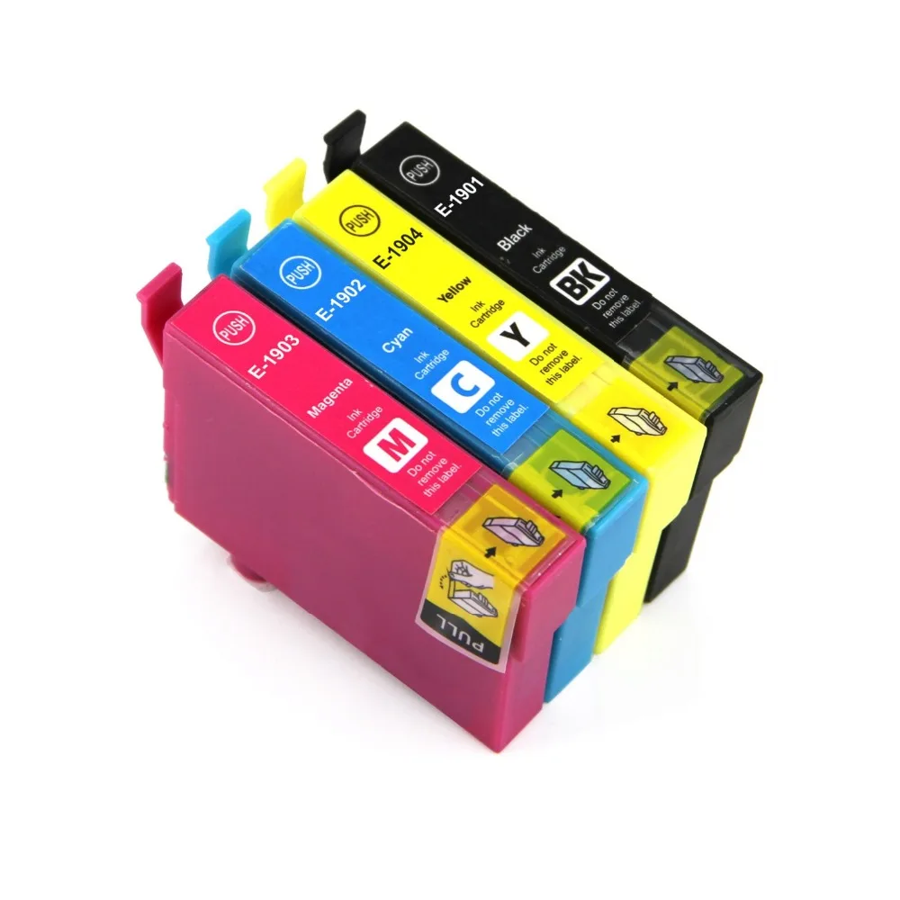 

Full Ink 1Set 4 PCS Ink Cartridge T1901 T1902 T1903 T1904 Printer  FOR Epson ME401 ME303 ME301 With chip