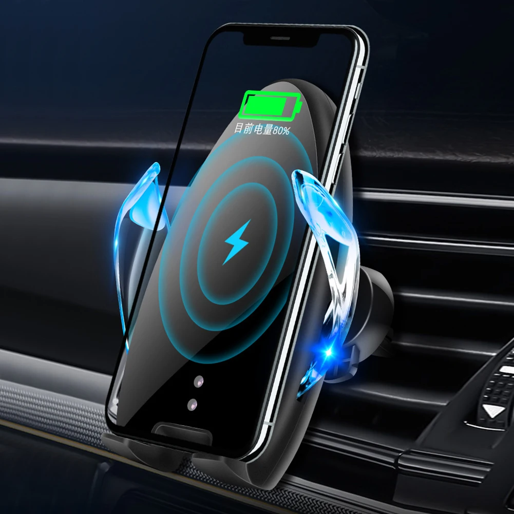 

Qi car wireless fast charger for iPhone Xs Max Xr X Samsung S10 S9 8 phone Automatic Clamping fast wireless charging stand dock