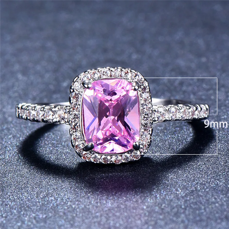 Crystal Rings Zircon Rings Stone Rings Wedding Rings Finger Rings Fashion Ring Fashion Rings Female Girl Big Crystal CZ Stone Ring Silver Color White Blue Purple Green For Women