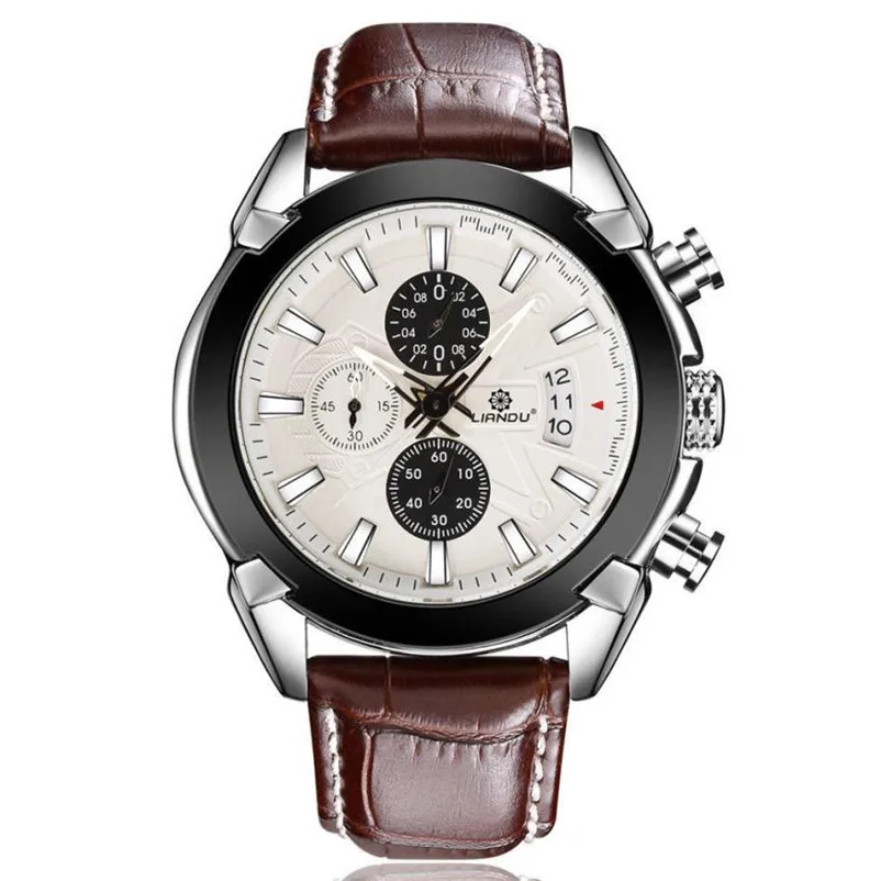 Watch Men Luxury Fashion Leather Mens Glass Quartz Analog Wristwatch Watches relogio masculino Dropshipping Perfect Gift N 40 men watch luxury fashion faux leather mens blue ray glass quartz analog watches handsome relogio masculino feloj hombre m1