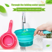 Newly Folding Water Ladle Collapsible Spoon Kitchen Bathroom Scoop Bath Shower Washing TE889