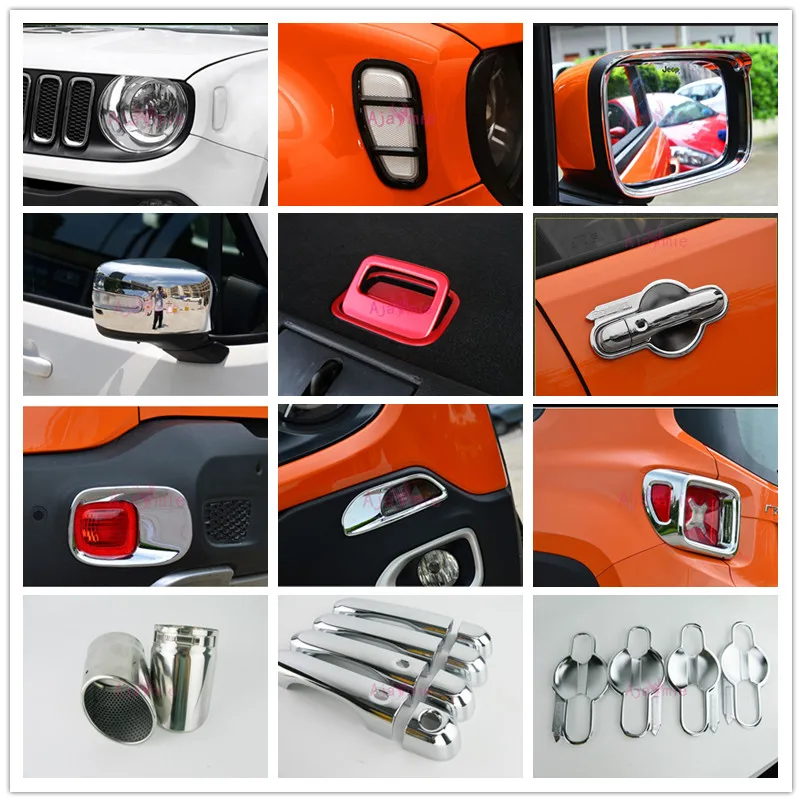 

Mirror Lamp Light Handle Cover Overlay Trims ABS Bumper Frame Panel Chrome Car Styling 2016-2018 For Jeep Renegade Accessories