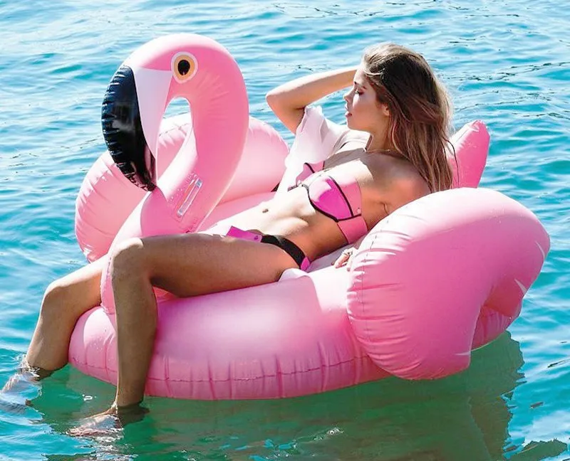 Shop here on sale! Rose Gold & Pink Inflatable Flamingo Pool Float Swimming Float For Adult #flamingofloat #swanfloat