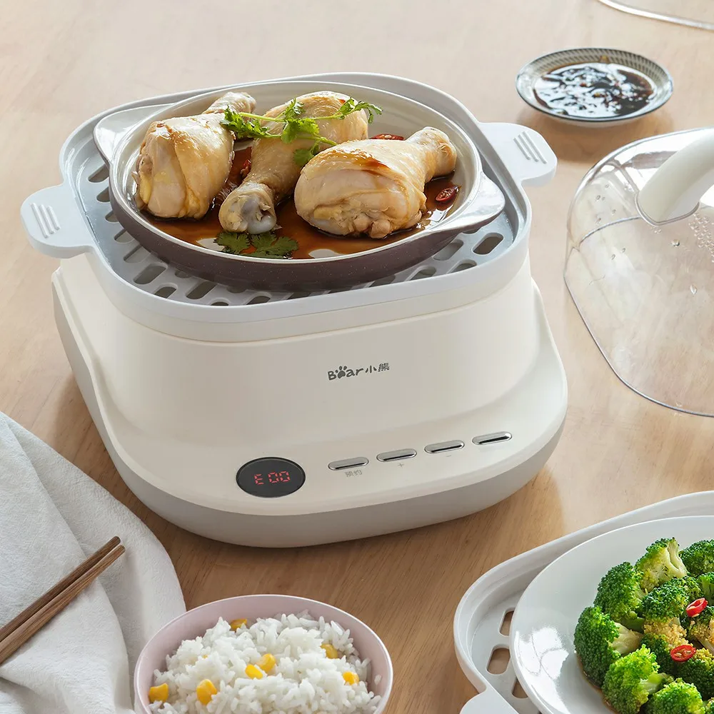 220V Multifunction Electric Steaming Pot Machine 2 Layers Household 6L Automatic Steaming Cooker With Auto-Off And Timer EU/AU/U