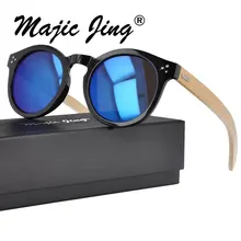 Круглый пластмассовые солнцезащитные очки с бамбуковые дужки UV400 Защита объектива fashionfor обувь для мужчин и женщин sunshadeWPB4023