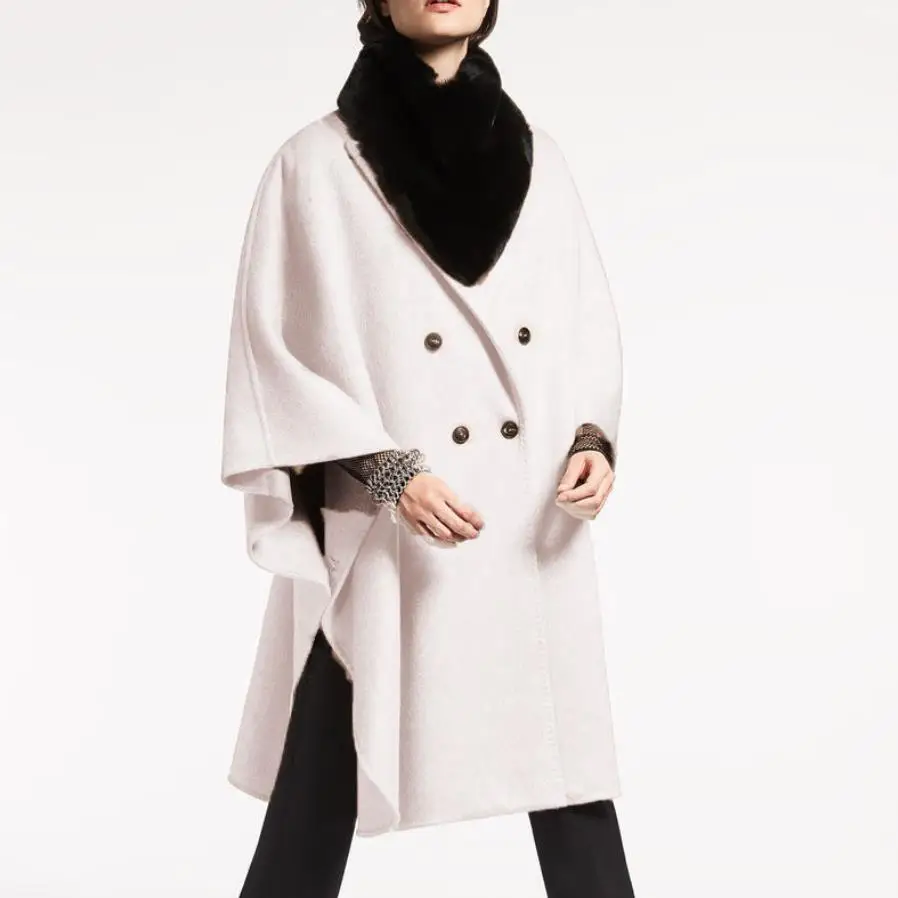 Pink De Occasionnel Breasted Lâche Laine Femmes Haut Hiver Manteau Manteaux Light Double Cape Survêtement Chaud Automne 0xZqOf