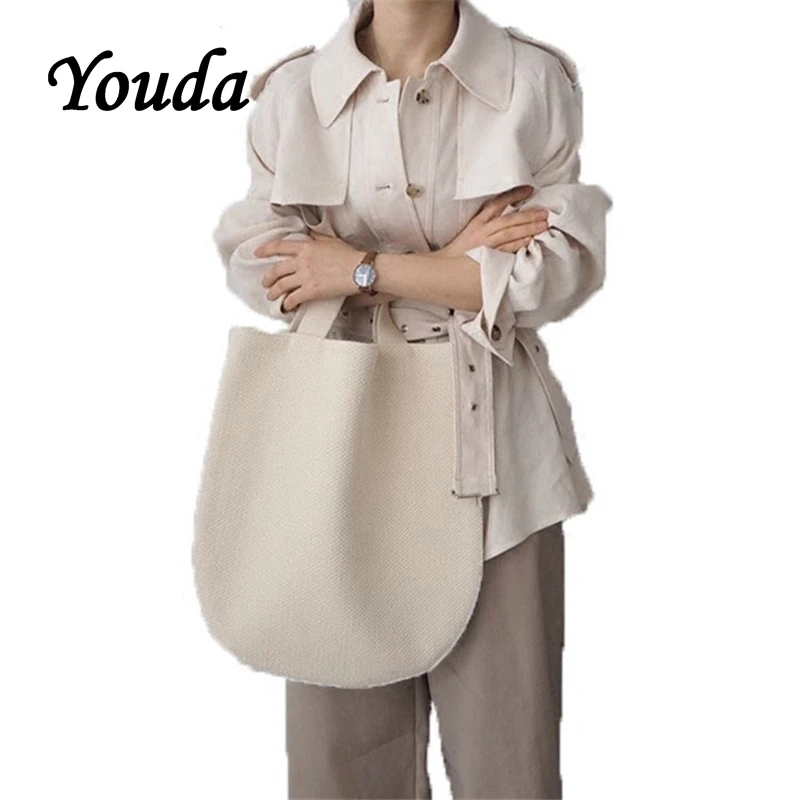 

Youda Korea Original Art Fresh Canvas Bag Simple Handbag Large Capacity Solid Color Shopping Tote Fashion Design Shoulder Bags