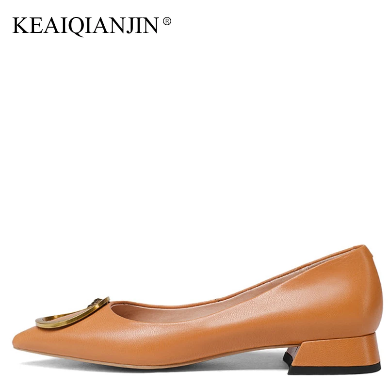 KEAIQIANJIN Woman Sheepskin Loafers Plus Size 33 - 43 Spring Autumn Casual Flats Pointed Toe Black Brown Genuine Leather Shoes keaiqianjin woman fringe platform shoes fashion spring autumn black red horsehair flats round toe casual genuine leather loafers