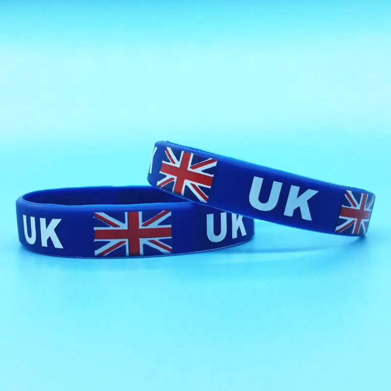 2pcs UK Flag Silicone Wristband Country Holiday Wristband Sport Rubber