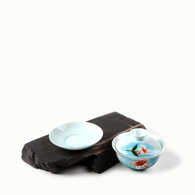 130 мл Longquan Celadon ручная роспись Lotus Gaiwan керамическая фарфоровая чашка для чая чаша