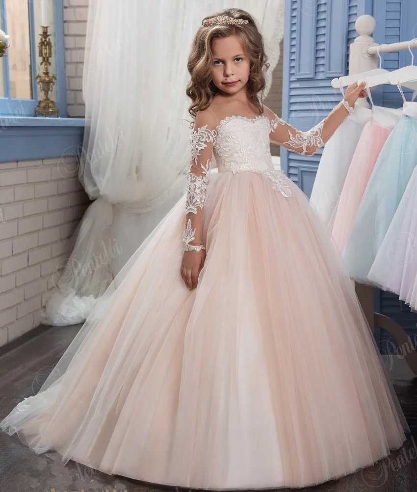 Buy Blush Ball Gown Flower Girl Dresses For Weddings 