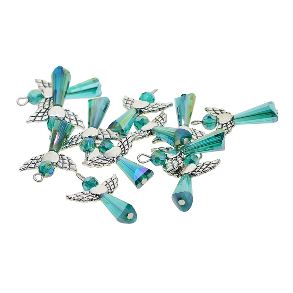 12pcs Alloy Acrylic Handcrafts Angel Charms Pendant Ornaments Fashion Jewelry bracelets necklaces DIY Crafts  for Kids Gifts 