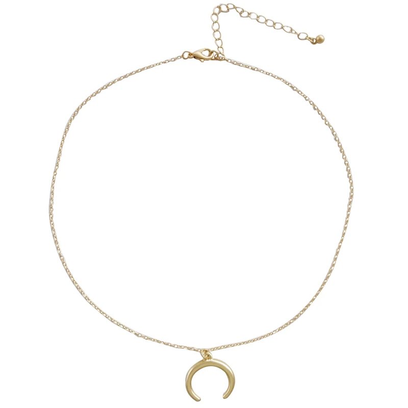 

free shipping 10pcs/lot fashion jewelry accessories small delicate metal crescent moon pendant necklaces