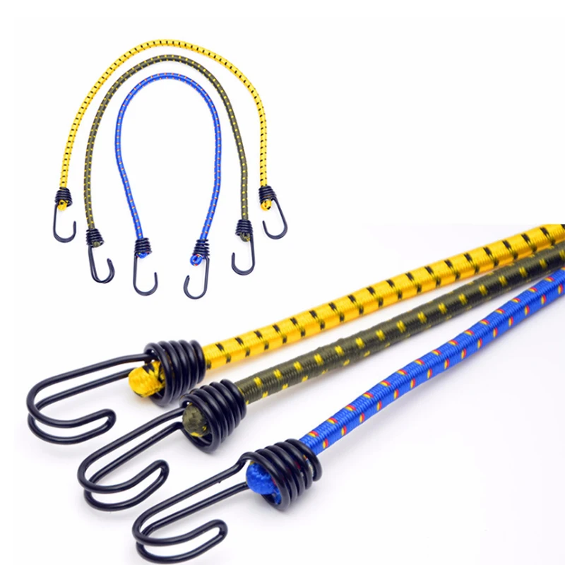 

60cm Outdoor Bundling Rope Elastic Tents Metal Buckle High Stretch Clothesline Camping Luggage Packing Hook Color Random