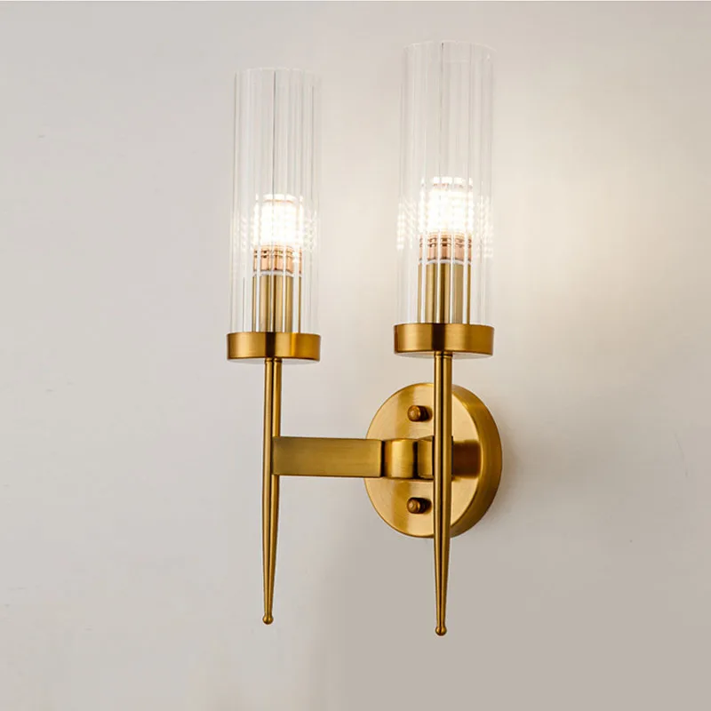 Contemporary E14 Socket Wall Light Sconce Modern Wall Lamp Brass Metal Glass Led Wall Light for Home Bathroom Corrider Hotel Bedside Indoor Light (14)