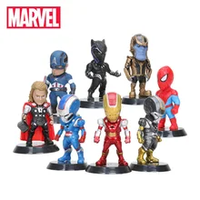 Набор из 8 игрушек Marvel 10 см Мстители Бесконечность войны танос Железный человек черный человек паук Халк Черная пантера ПВХ Фигурки Модель