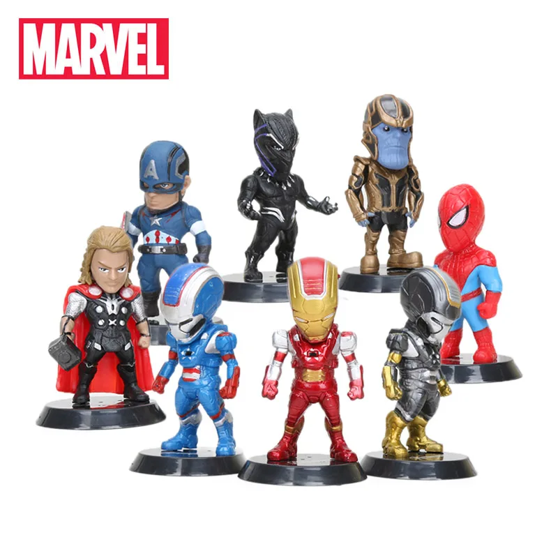 

Pack of 8 Marvel Toys 10cm Avengers Infinity War Thanos Ironman Black Spiderman Hulk Black Panther PVC Action Figures Model