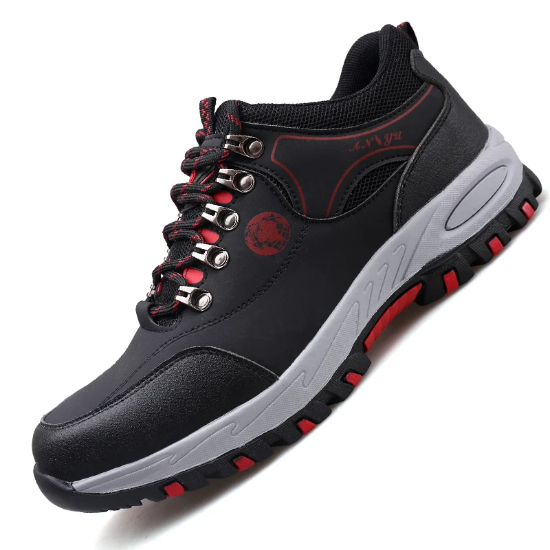 

new arrival men's leisure plus size steel toe covers work safety shoes anti-pierce platform sneakers soft leather security boots