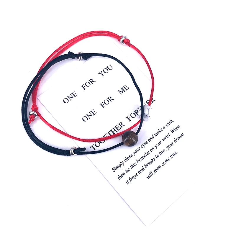2pcs/set Adjustable Size Natural Stone Bead Bracelet Red String Braiding Couple Bracelets for Men Women Wish Jewelry X029 2pcs/set Adjustable Size Natural Stone Bead Bracelet Red String Braiding Couple Bracelets for Men Women Wish Jewelry X029
