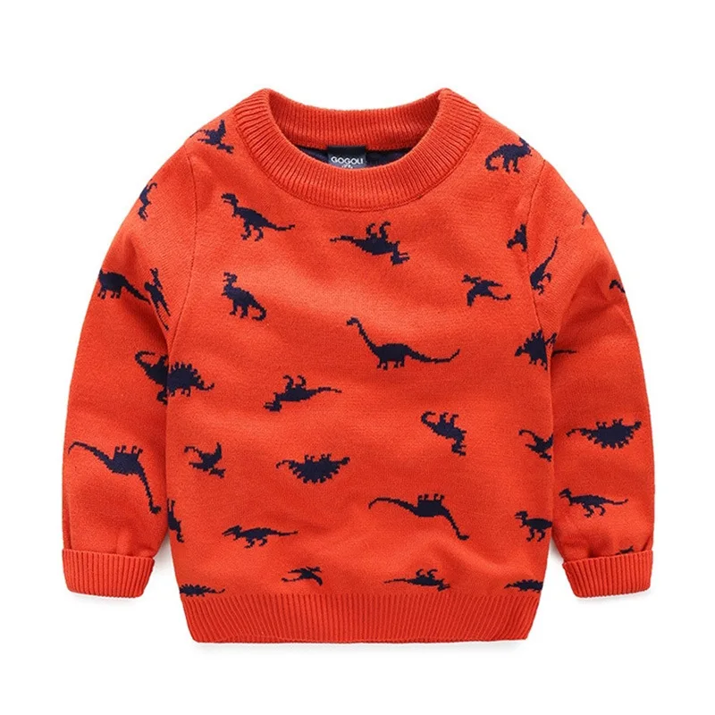 Детские свитера для мальчиков; коллекция года; сезон весна-осень; детский пуловер с милым рисунком; женский полувер для маленьких мальчиков; BC390 - Цвет: orange red