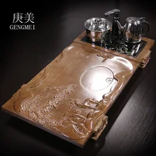 G beautiful bamboo tea tray tea sets tea tray Kung Fu Tea cooker four in one